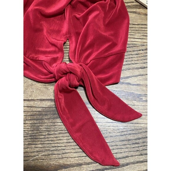 Chicos Travelers Top Womens Size 2 US Large 12 Tunic Red Wrinkle Free Side Tie - Picture 9 of 9